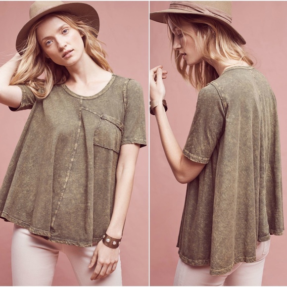 Anthropologie Tops - ANTHROPOLOGIE Waterfall Swing Tee Moss Green {C18}